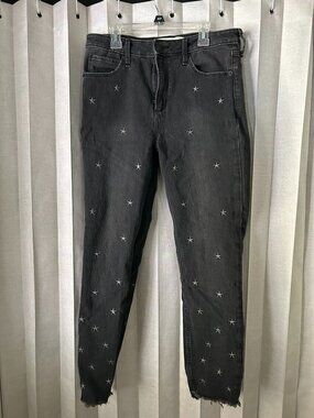 Abercrombie High Rise Ankle Jean Black Stars Size 29/8R